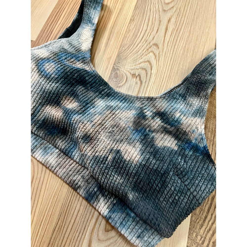 SHEIN Swim Womens 2XL Blue Tie Dye Ribbed Boho Grunge High Waist Bikini NWOT - Picture 5 of 7